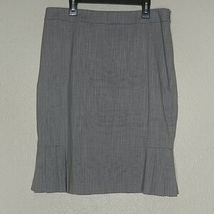 Houndstooth Skirt With Pleated Detail Gray And White Size 10